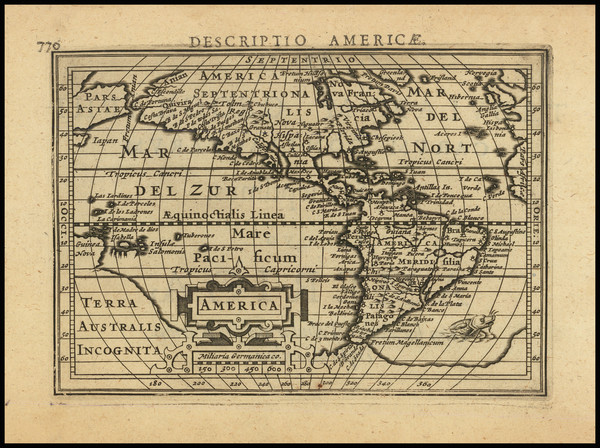 51-America Map By Petrus Bertius - Jodocus Hondius