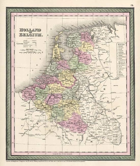 93-Europe and Netherlands Map By Thomas, Cowperthwait & Co.