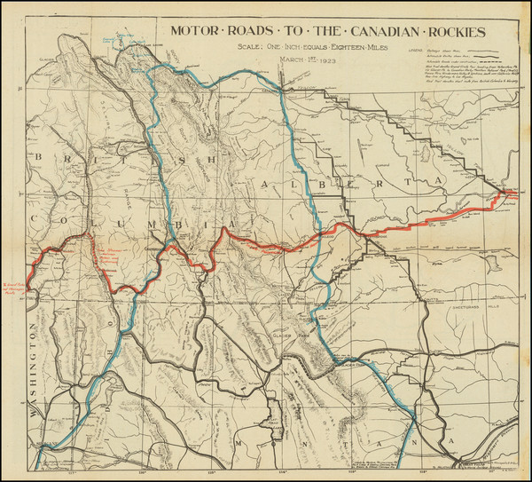 13-Montana, Washington, Western Canada and British Columbia Map By Dawson Brothers