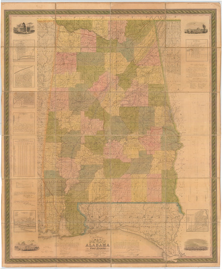 85-Alabama Map By John La Tourrette / D. H. Cram