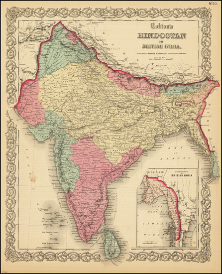 91-India Map By Alvin Jewett Johnson  &  Ross C. Browning