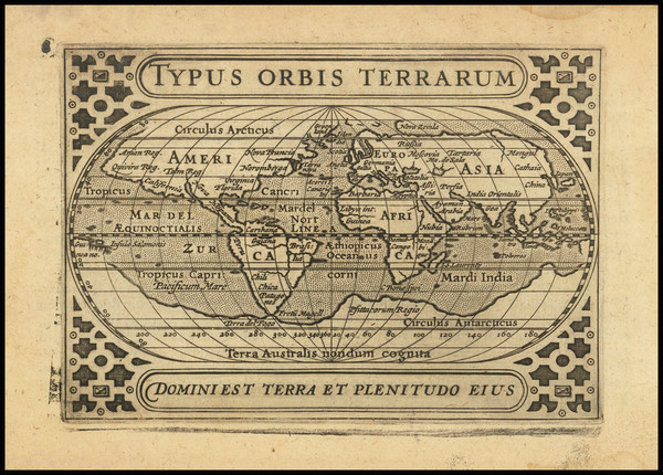 38-World Map By Petrus Bertius - Jodocus Hondius