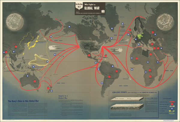 88-World and World War II Map By Educational Service Section / U.S. Navy