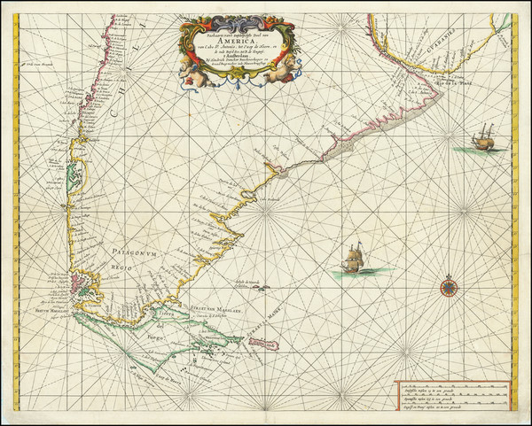 67-South America, Argentina and Chile Map By Hendrick Doncker