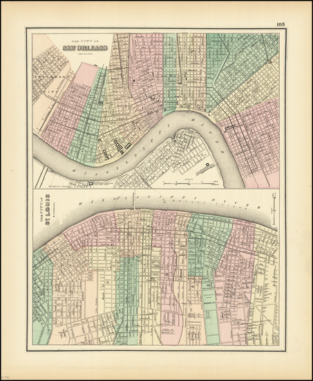 51-Louisiana, Missouri and New Orleans Map By O.W. Gray