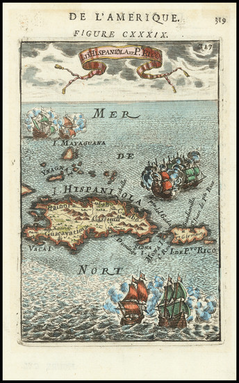 13-Hispaniola and Puerto Rico Map By Alain Manesson Mallet