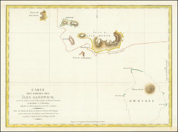 65-Hawaii and Hawaii Map By Jean Francois Galaup de La Perouse