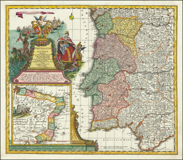 6-Brazil and Portugal Map By Matthaus Seutter