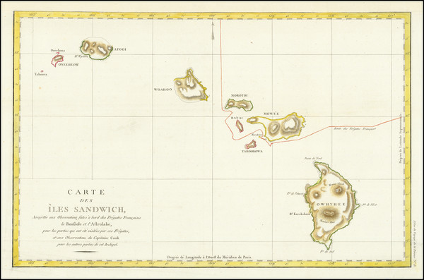 60-Hawaii and Hawaii Map By Jean Francois Galaup de La Perouse