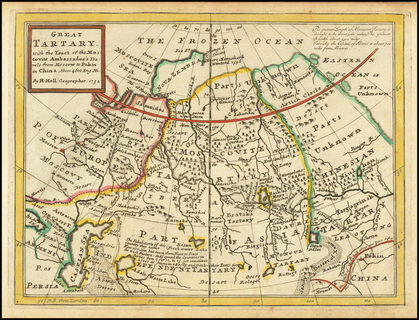 80-China, Central Asia & Caucasus and Russia in Asia Map By Herman Moll