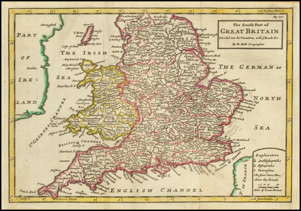 21-England and Wales Map By Hermann Moll