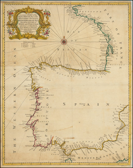 15-France and Spain Map By Emanuel Bowen