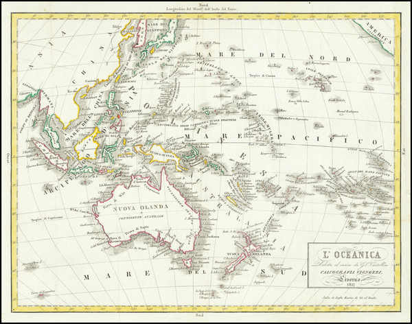 82-Pacific Ocean, Philippines, Australia and Oceania Map By G.C. Castellini