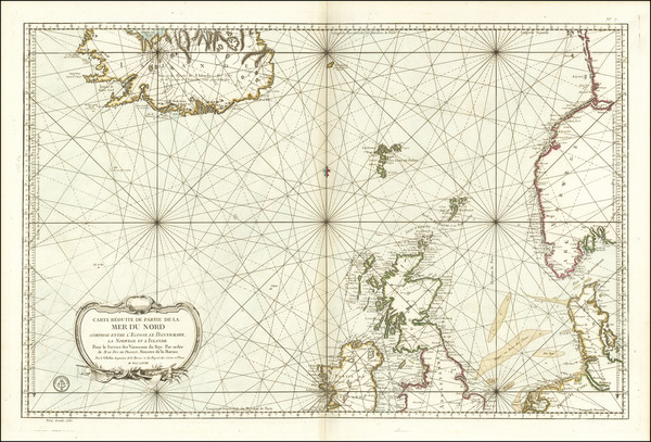 31-Atlantic Ocean, British Isles and Iceland Map By Jacques Nicolas Bellin