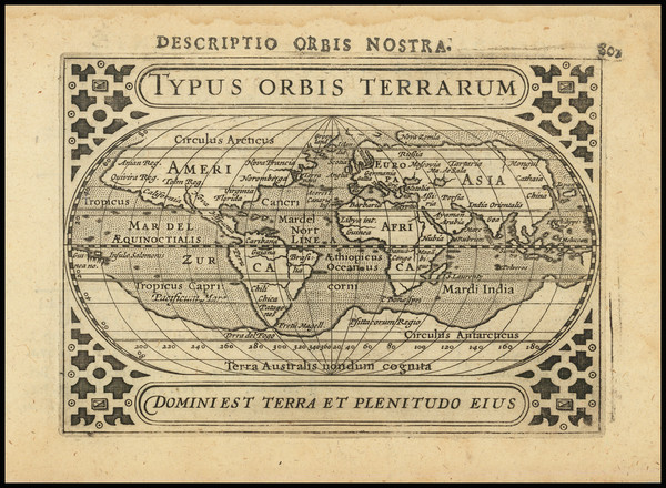 44-World Map By Petrus Bertius - Jodocus Hondius