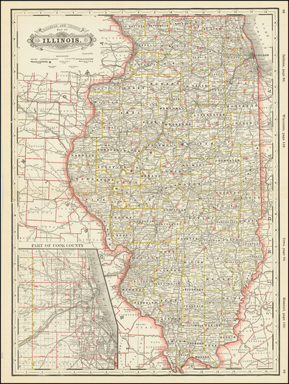 59-Illinois Map By George F. Cram