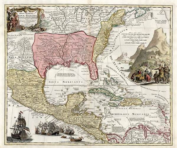 27-South, Southeast, Texas and Midwest Map By Johann Baptist Homann