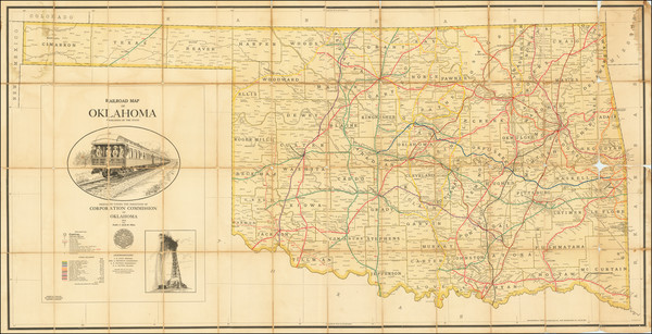 68-Oklahoma & Indian Territory Map By Woodward & Tiernan Printing Company