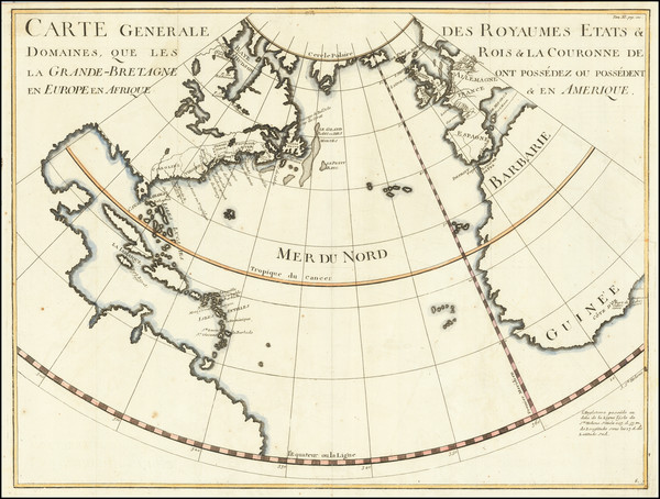 59-Atlantic Ocean and North America Map By I.A. Schanaebel / George Bickham