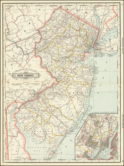 90-New Jersey Map By George F. Cram