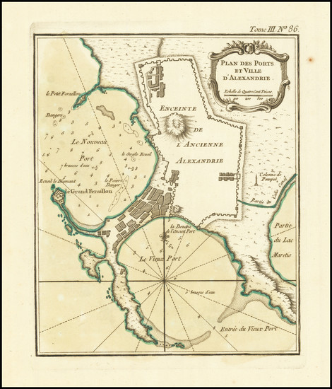 48-Egypt Map By Jacques Nicolas Bellin