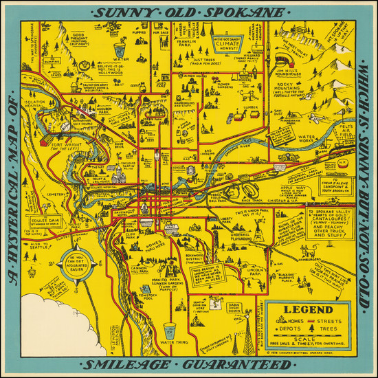 54-Washington and Pictorial Maps Map By Lindgren Brothers