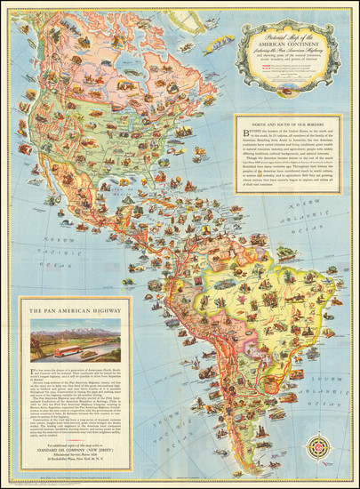 71-North America, South America, Pictorial Maps and America Map By Standard Oil Company