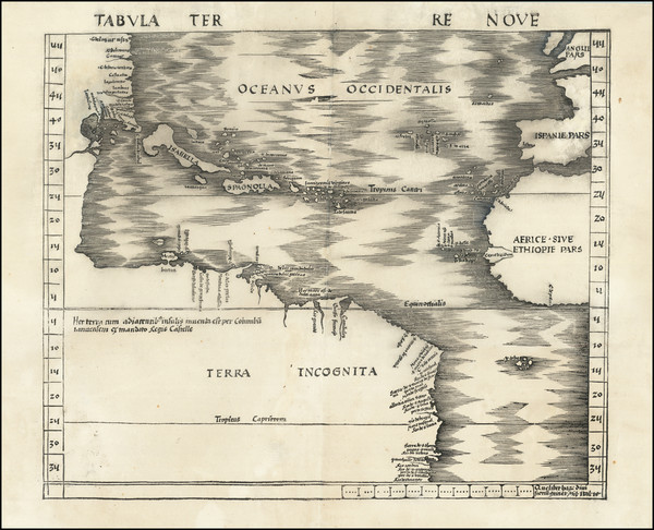 3-World, World, Atlantic Ocean, North America, South America and America Map By Martin Waldseem&u