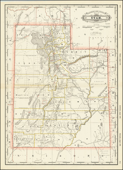 84-Utah and Utah Map By George F. Cram