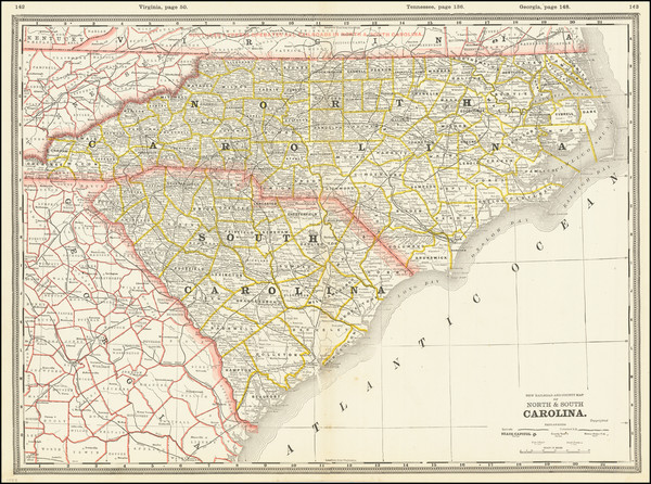 47-North Carolina and South Carolina Map By George F. Cram