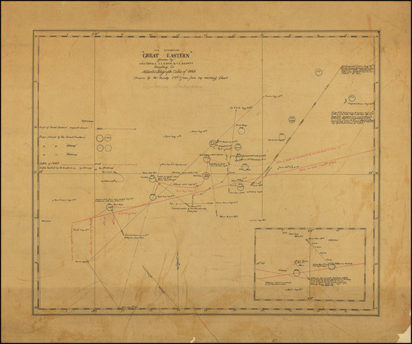 86-Atlantic Ocean Map By Captain James Anderson  &  Mr. Moody, 2nd Officer