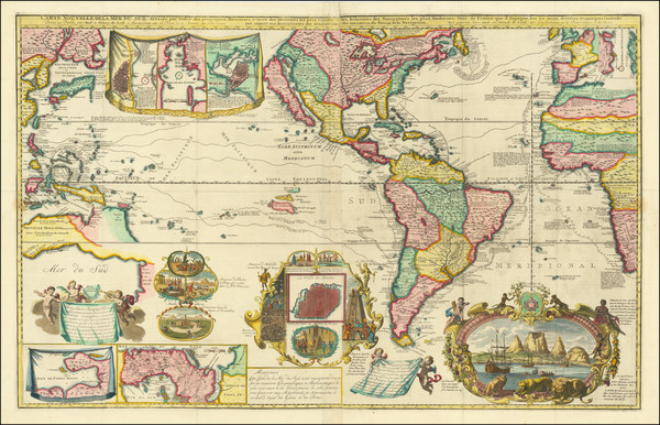 66-World, Pacific, Australia, New Zealand, California as an Island and America Map By Hendrick De 