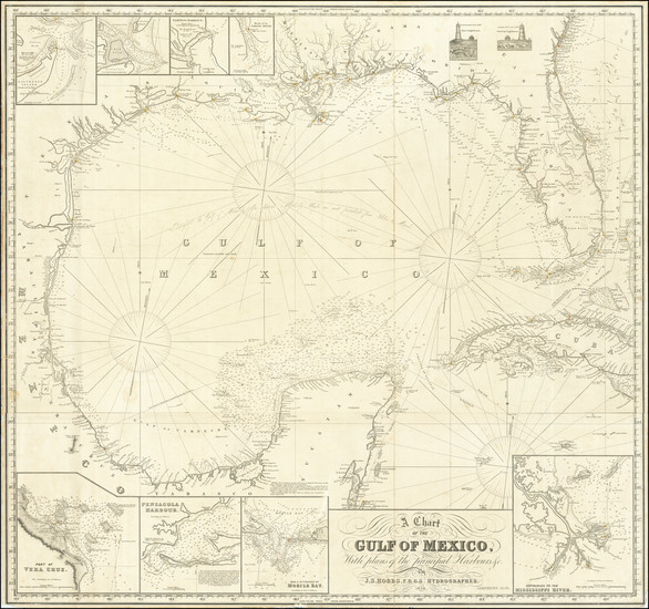 12-Florida, South, Texas, Mexico, Cuba and Bahamas Map By J. S. Hobbs