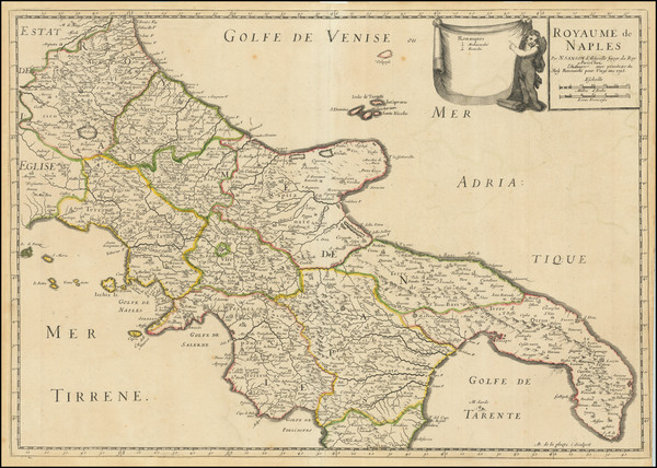 63-Southern Italy Map By Nicolas Sanson