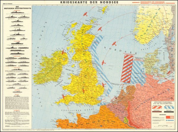 76-British Isles, World War II and Germany Map By Landkartenverlag Freissler