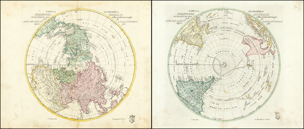 92-World and Polar Maps Map By Johann Christoph Rhode / Leonhard Euler