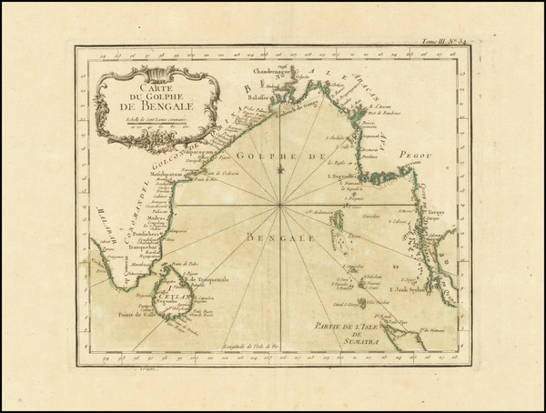 73-India and Thailand, Cambodia, Vietnam Map By Jacques Nicolas Bellin