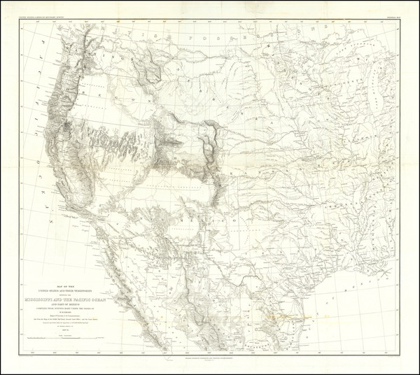 66-Texas, Plains, Southwest, Rocky Mountains and California Map By William Hemsley Emory