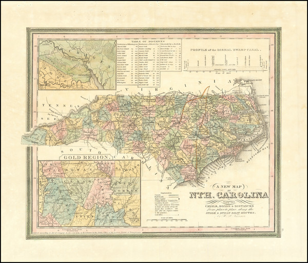 68-North Carolina Map By Henry Schenk Tanner