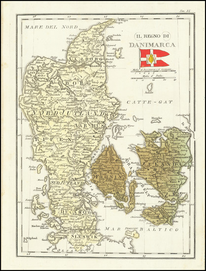 80-Denmark Map By Francesco Costantino Marmocchi