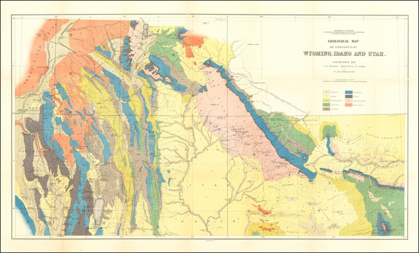 100-Idaho, Utah and Wyoming Map By Ferdinand Vandeveer Hayden