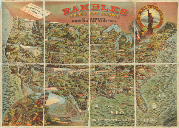 53-United States, Texas, Plains, Southwest, Rocky Mountains and California Map By American Publish