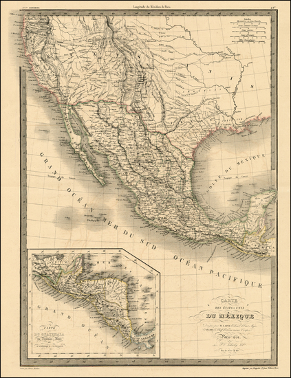 78-Texas, Southwest, Rocky Mountains and California Map By Alexandre Emile Lapie