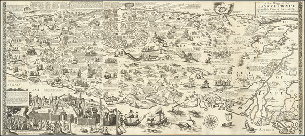 71-Holy Land and Jerusalem Map By Henry Overton