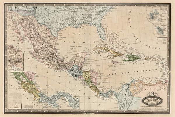 19-Mexico, Caribbean and Central America Map By F.A. Garnier