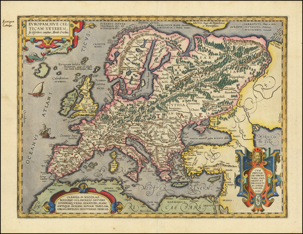 75-Europe Map By Abraham Ortelius