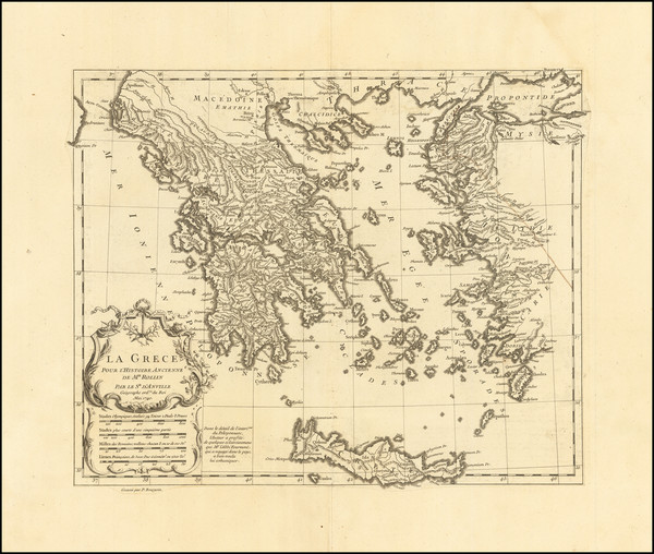 70-Greece Map By Pierre Bourgoin  &  Jean-Baptiste Bourguignon d'Anville