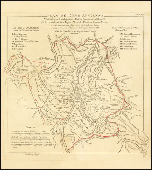 44-Rome Map By Jean-Baptiste Bourguignon d'Anville  &  Guillaume Nicolas Delahaye