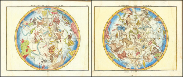 79-Celestial Maps Map By John Flamsteed / Jean Nicolas Fortin