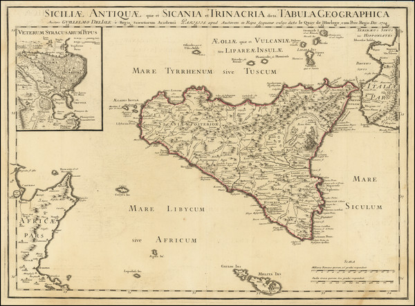 41-Malta and Sicily Map By Guillaume De L'Isle